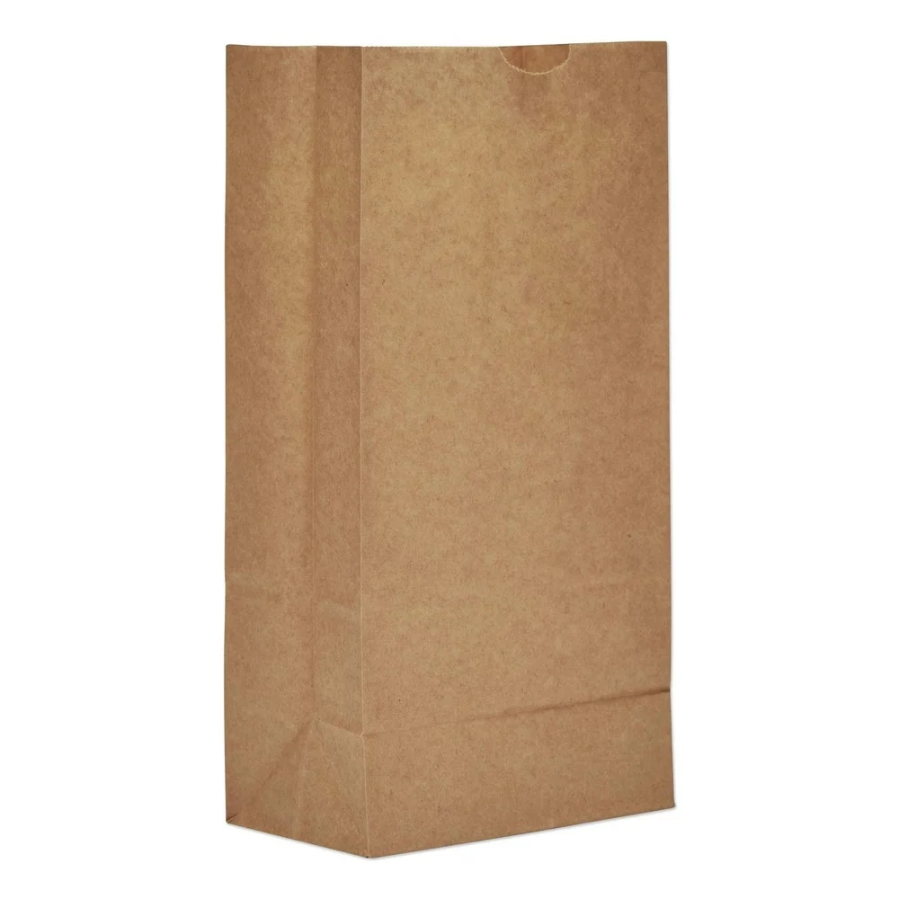 Ross & Wallace Paper Products 6 in. x 3.88 in. x 12.5 in. #8 Size Grocery Paper Bags - Kraft (2000/Bundle)