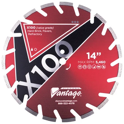 Diamond Vantage X100 REFRACTORY SERIES 12 x .125 x 20mm Hard Material, Heavy Duty Grade, Segmented Blade