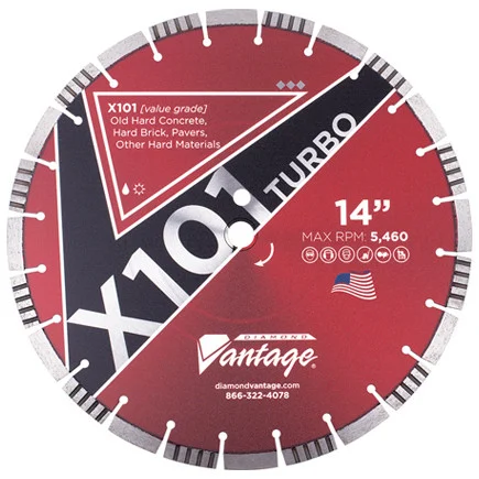 Diamond Vantage X101 TURBO SERIES 14 x .125 x 20mm Hard Material Alternating Segment, Made in the USA