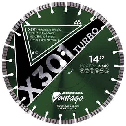 Diamond Vantage X301 TURBO SERIES 14 x .125 x 1/20mm Hard Material, Premium Grade, Segmented Blade