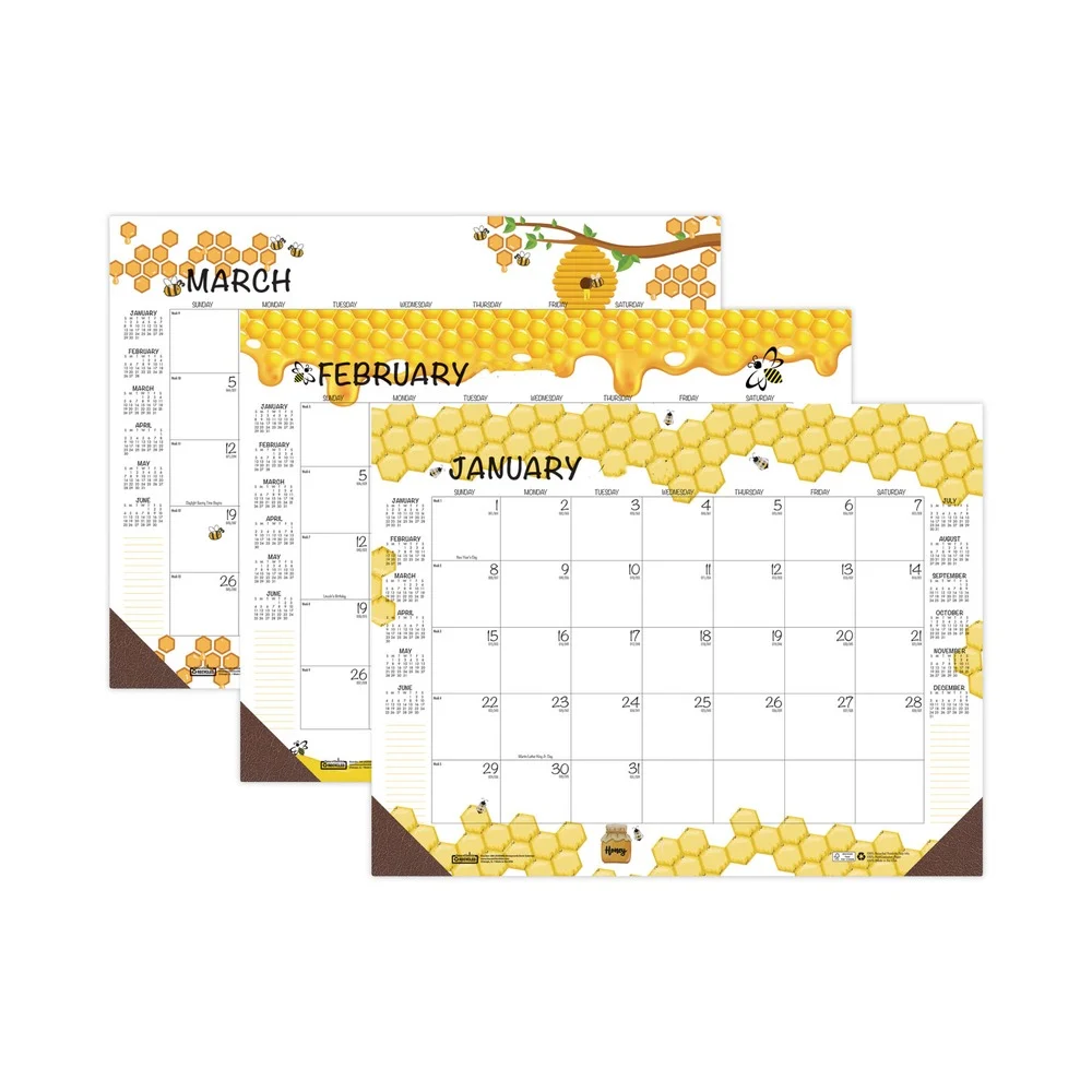 House of Doolittle 1566 18.5 in. x 13 in. 12-Month (Jan to Dec) 2026 Recycled Honeycomb Desk Pad Calendar - Honeycomb Artwork