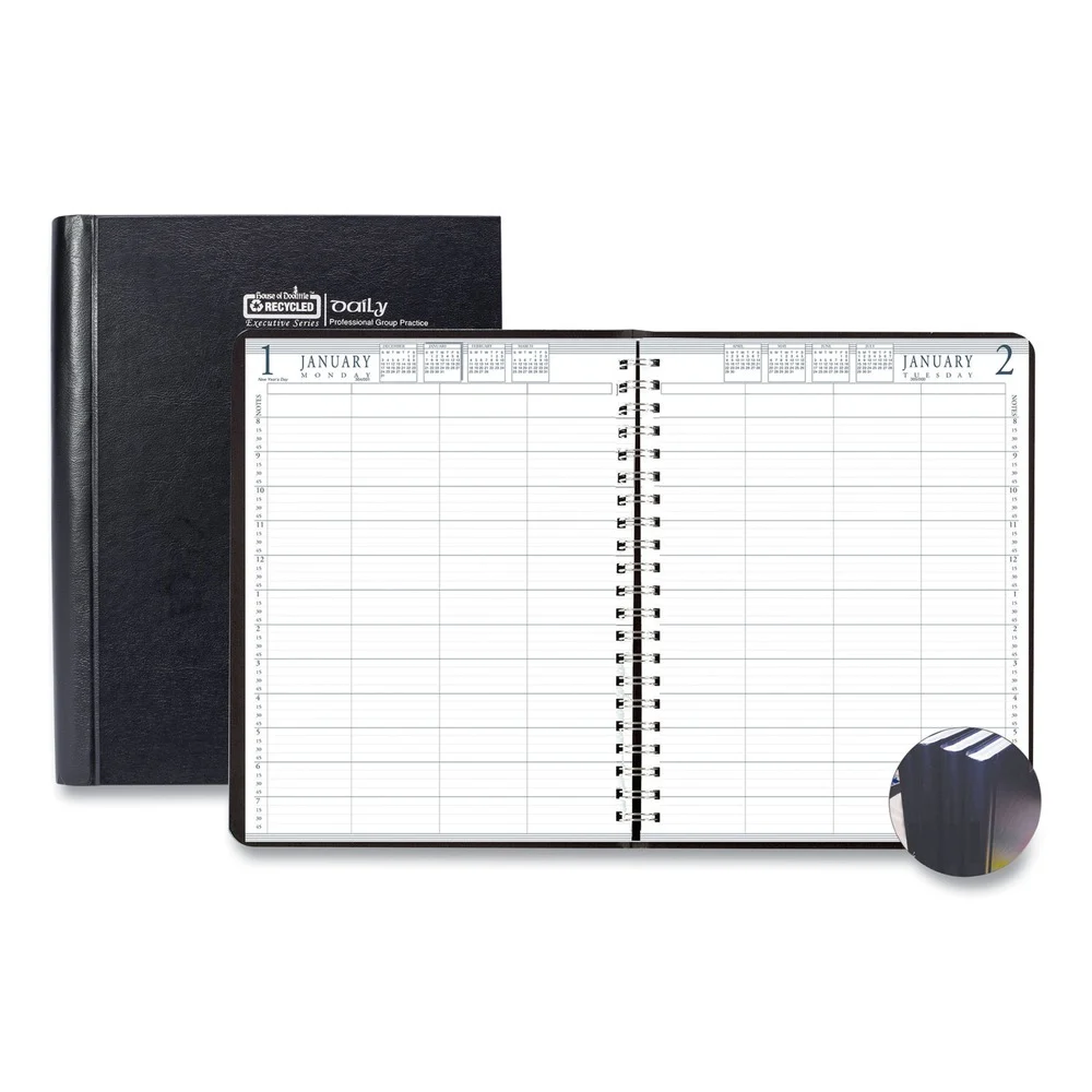 House of Doolittle 11 in. x 8.5 in. 12-Month (Jan-Dec 2026) Four-Person Group Practice Daily Appointment Book - Black Hard Cover