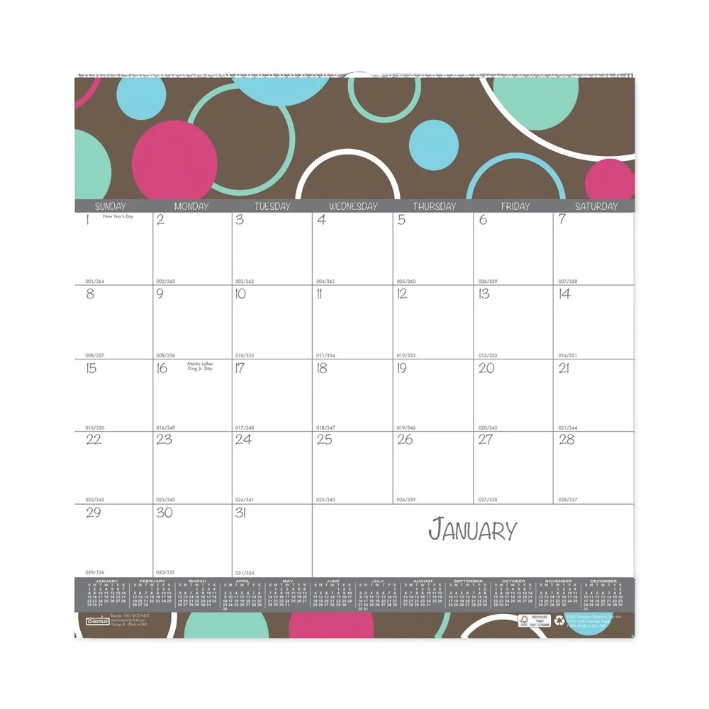 House of Doolittle 340 12-Month (Jan to Dec): 2026 12 in. x 12 in. Recycled Bubbleluxe Wall Calendar - White/Multicolor Sheets