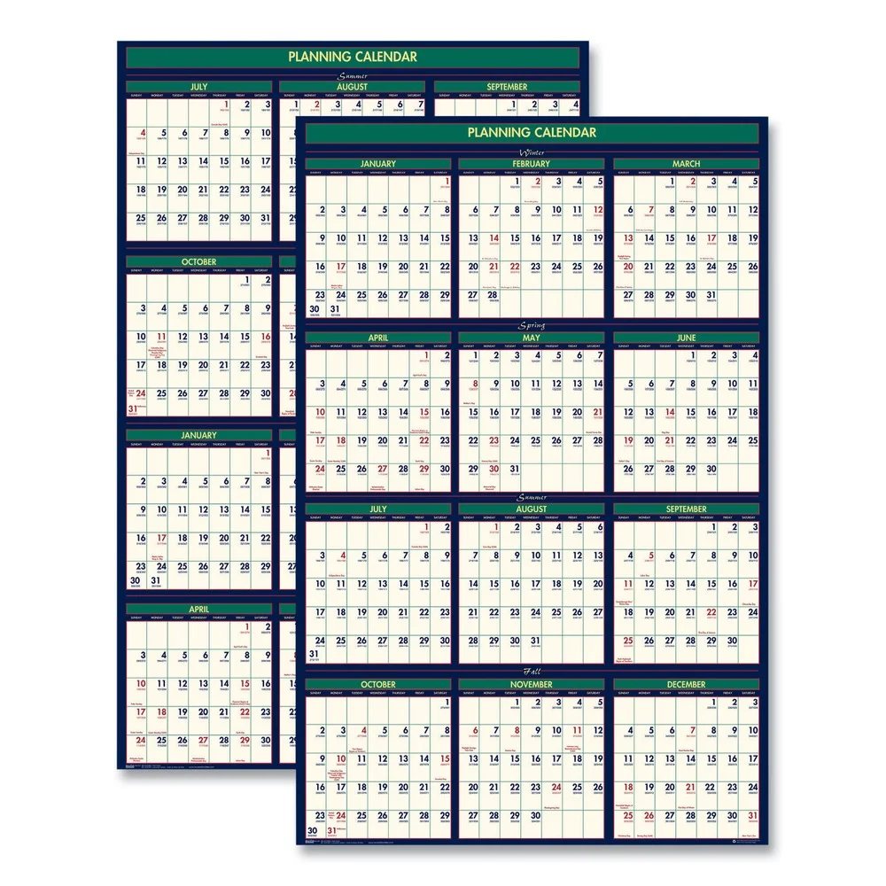 House of Doolittle 390 12-Month (July-June): 2025-2026 and 12-Month (Jan to Dec): 2026 24 in. x 37 in. Four Seasons Business/Academic Recycled Wall Calendar