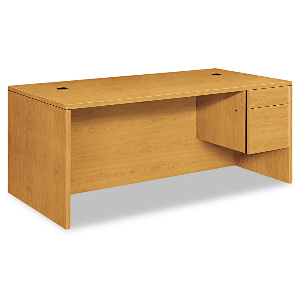 HON 10500 Series 72 in. x 36 in. x 29.5 in. L-Workstation Right Pedestal Desk with 3/4 Height Pedestal - Harvest