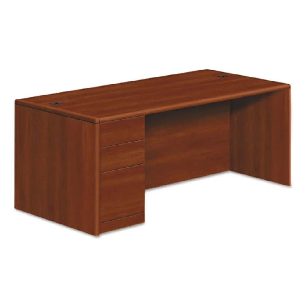 HON 10700 Series 72 in. x 36 in. x 29.5 in. Single Full-Height Left Pedestal Desk - Cognac