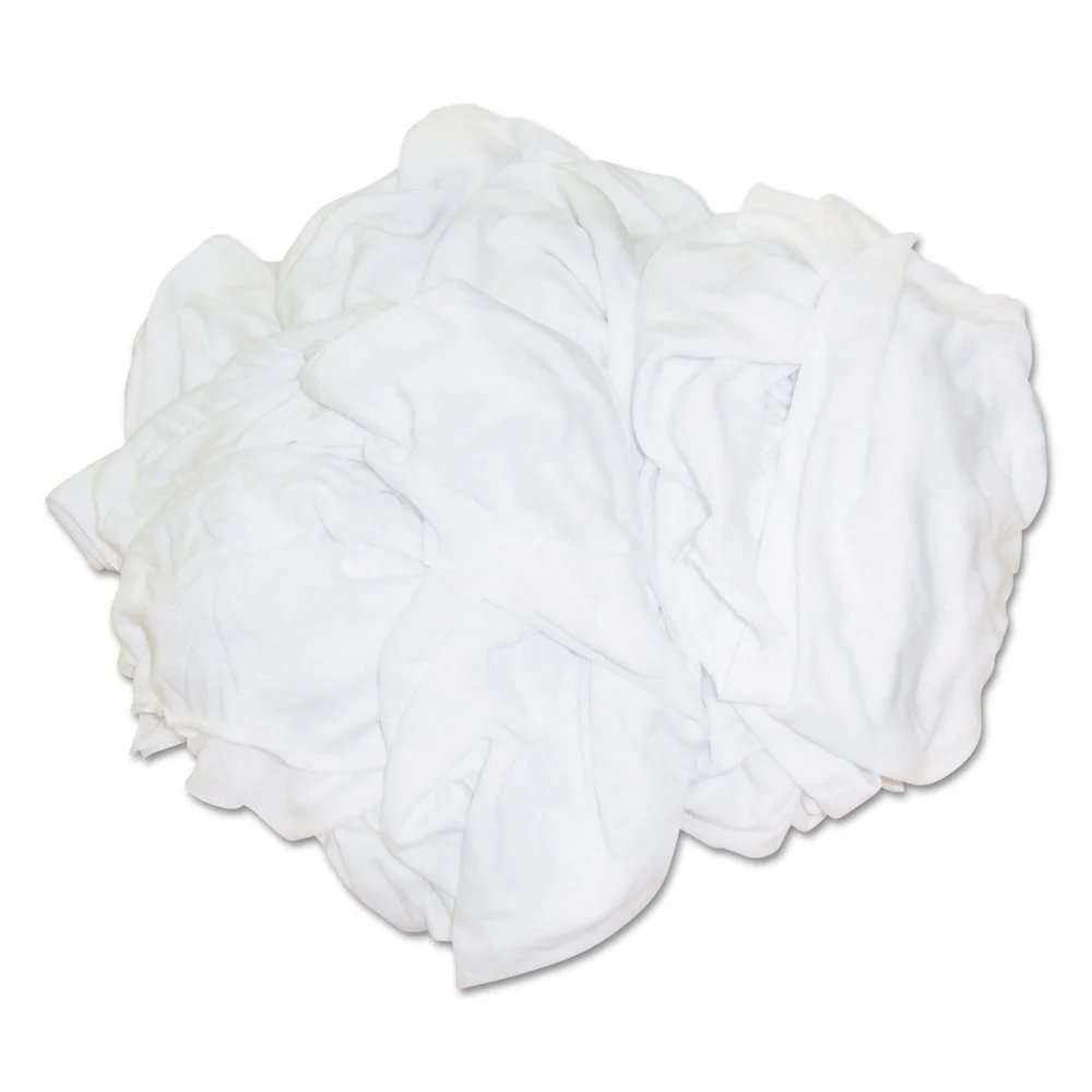 HOSPECO 25 lbs. Polybag New Bleached Multi-Fabric T-Shirt Rags - White (25/Carton)