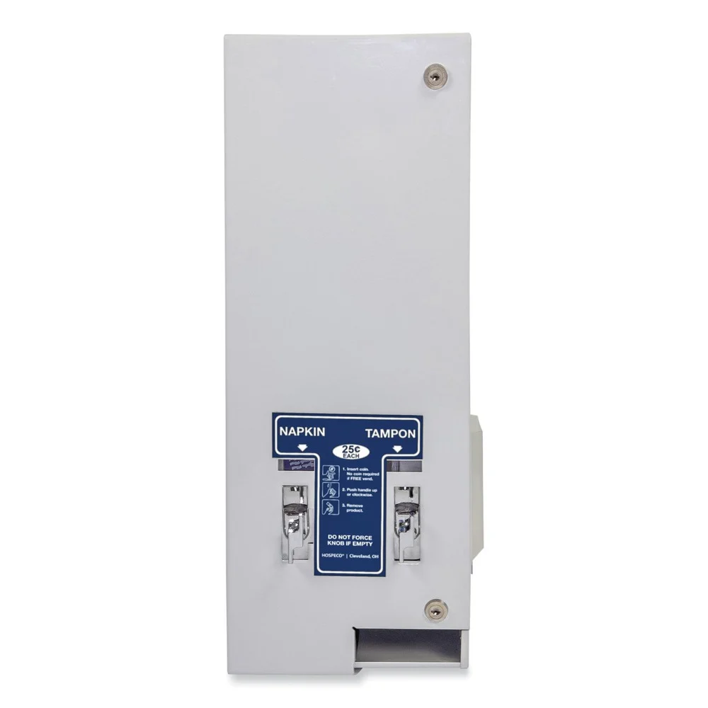 HOSPECO 11.13 in. x 7.63 in. x 26.38 in. 25 Cent Coin Mechanism Dual Sanitary Napkin/Tampon Dispenser - White/Blue