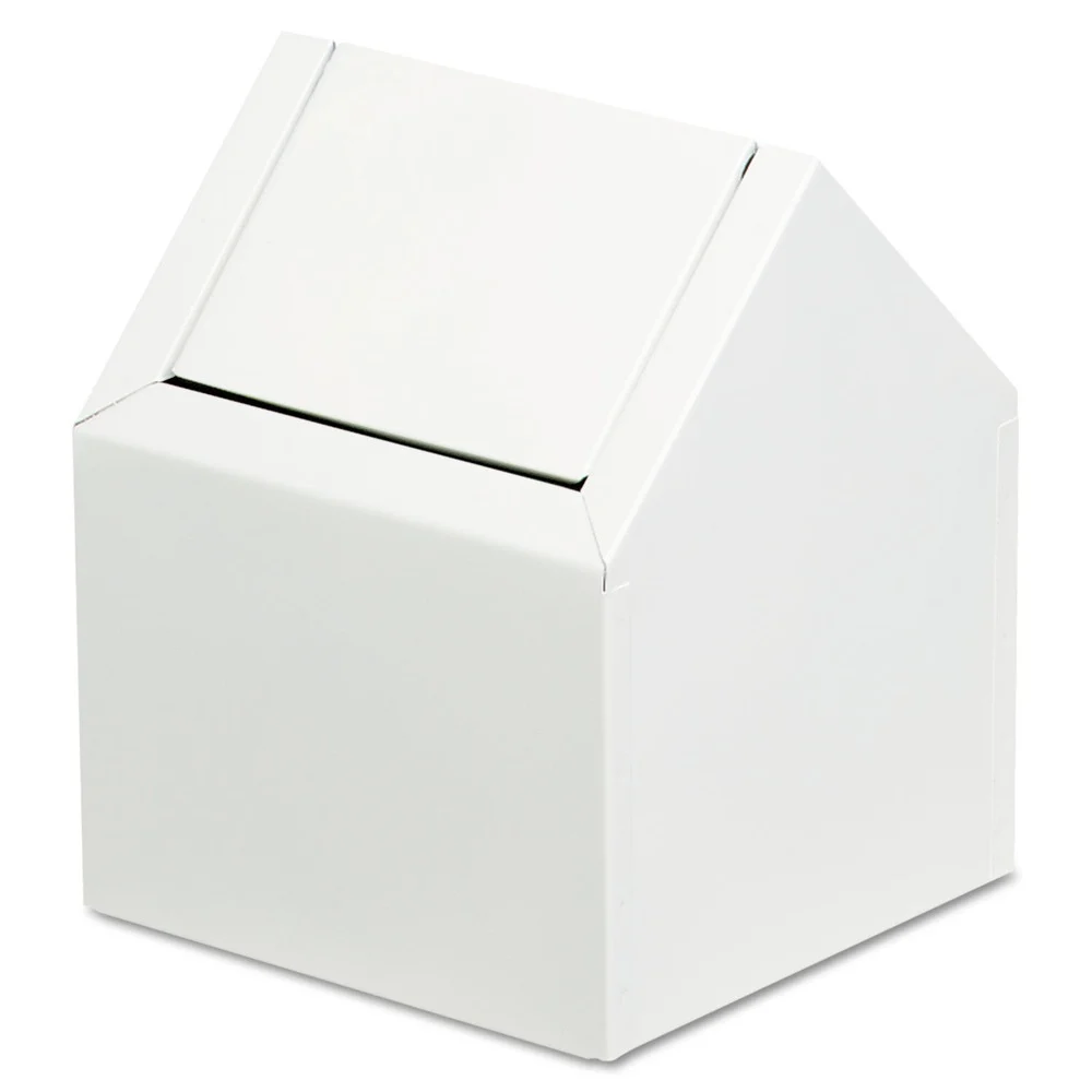 HOSPECO Double Entry Swing Top Floor Receptacle - Metal, White