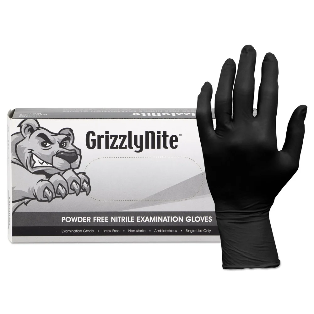 HOSPECO ProWorks GrizzlyNite Nitrile Gloves - X-Large, Black (1000/Carton)