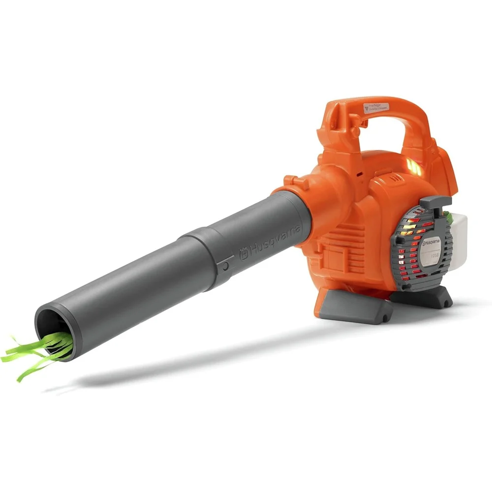 Husqvarna 125B Plastic Toy Leaf Blower with Light-Up Engine for Ages 3 and Up - Orange/Gray