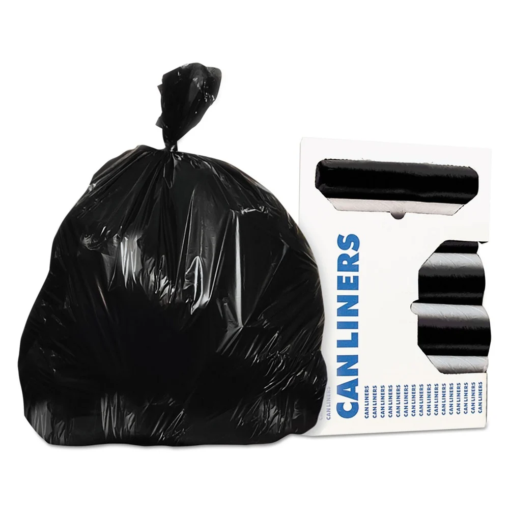 AccuFit 37 in. x 50 in. 0.9 mil 44 Gallon Linear Low Density Can Liners with AccuFit Sizing - Black (20 Bags/Roll, 5 Rolls/Carton)