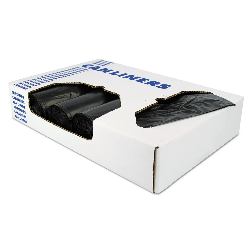 Heritage 38 in. x 58 in. 1.7 mil 60 gal. Flat Pack X-Liner Reprocessed Liners - Black (100/Carton)