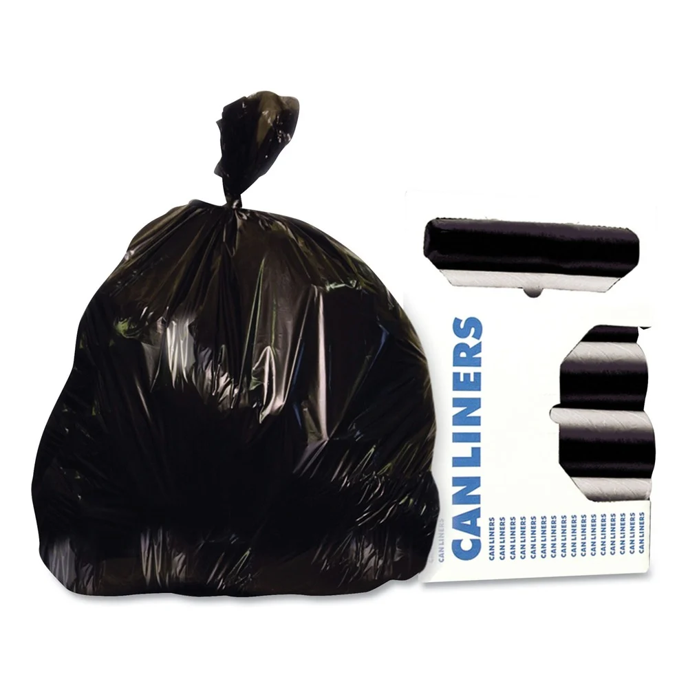 Heritage 46 in. x 50 in. 1.35 mil 56 gal. Reprocessed Resin Can Liners - Black (100/Carton)