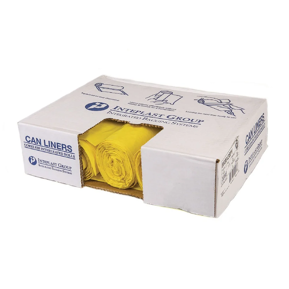 Inteplast Group 30 in. x 43 in. 1.15 mil 30 Gallon Low-Density Commercial Can Liners - Yellow (150/Carton)