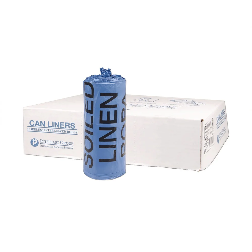 Inteplast Group 30 Gallon 1 mil 30 in. x 43 in. Soiled Linen Institutional Low-Density Can Liners - Blue (200/Carton)