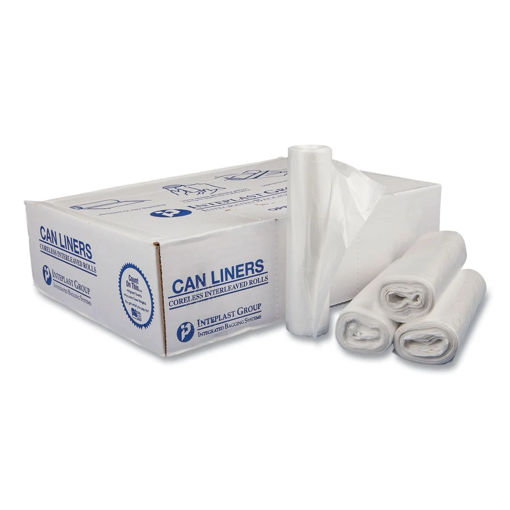 Inteplast Group DT12GALW Draw-Tuff 28 in. x 24 in. 12 Gallon Institutional Draw-Tape Can Liners - White (12/Carton)