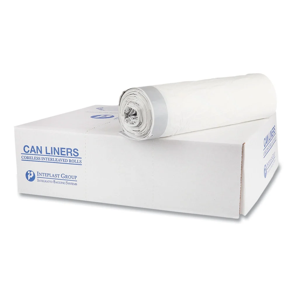 Inteplast Group Draw-Tuff 42.5 in. x 35.5 in. 1.9 mil 55 Gallon Institutional Draw-Tape Can Liners - Natural (10/Carton)