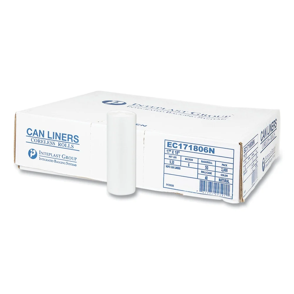 Inteplast Group 17 in. x 18 in. 6 mic 4 Gallon High-Density Commercial Can Liners - Clear (2000/Carton)