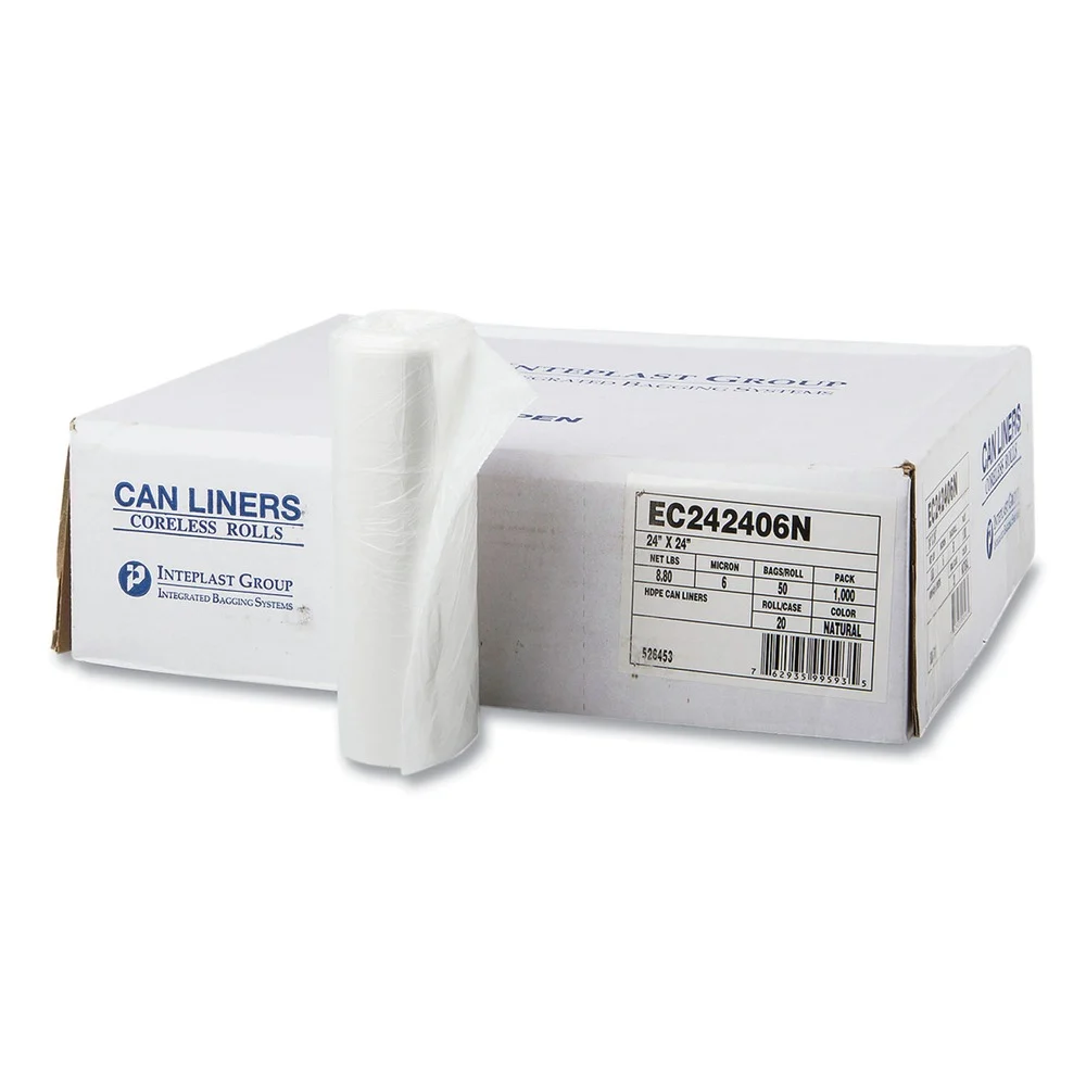 Inteplast Group High-Density 10 gal. 6 microns Commercial Can Liners - Natural (1000/Carton)
