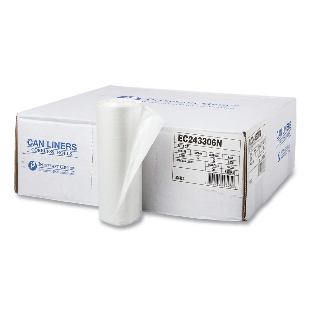 Inteplast Group High-Density 16-gal. 6 Microns Commercial Can Liners - Natural (1000/Carton)