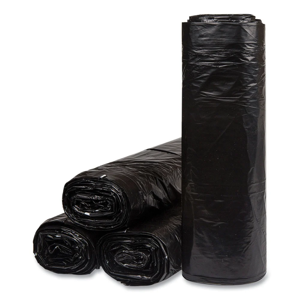 Inteplast Group 38 in. x 58 in. 1.2 mil 60 Gallon Low-Density Commercial Can Liners - Black (100/Carton)