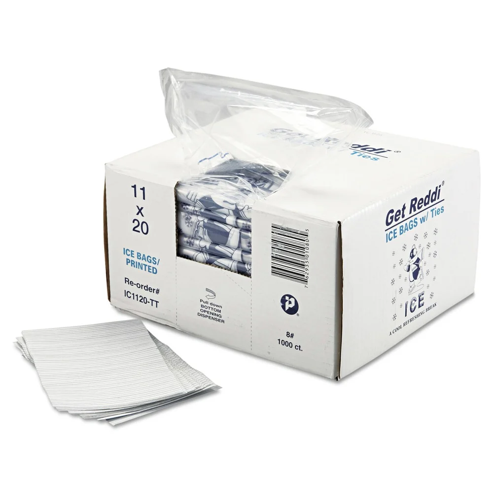 Inteplast Group 1.5 mil. 11 in. x 20 in. Ice Bags - Clear (1000/Carton)