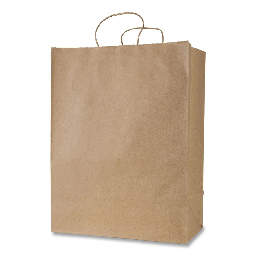 Inteplast Group Get Reddi 13 in. x 7 in. x 17 in. No. 65 Basis Weight Twisted Rope Handles Mercado Size Paper Bags - Brown (250/Carton)