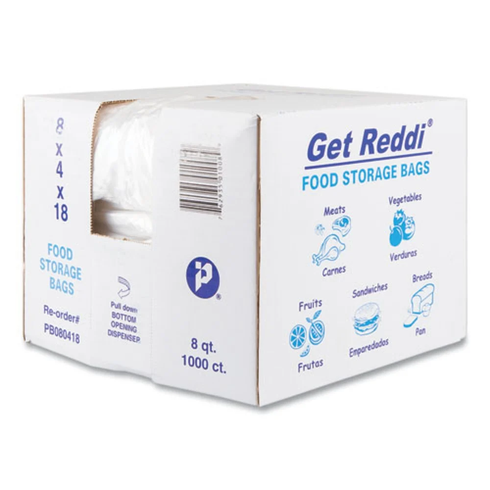 Inteplast Group PB080418 8-Quart 0.85 mil. 8 in. x 18 in. Food Bags - Clear (1000/Carton)