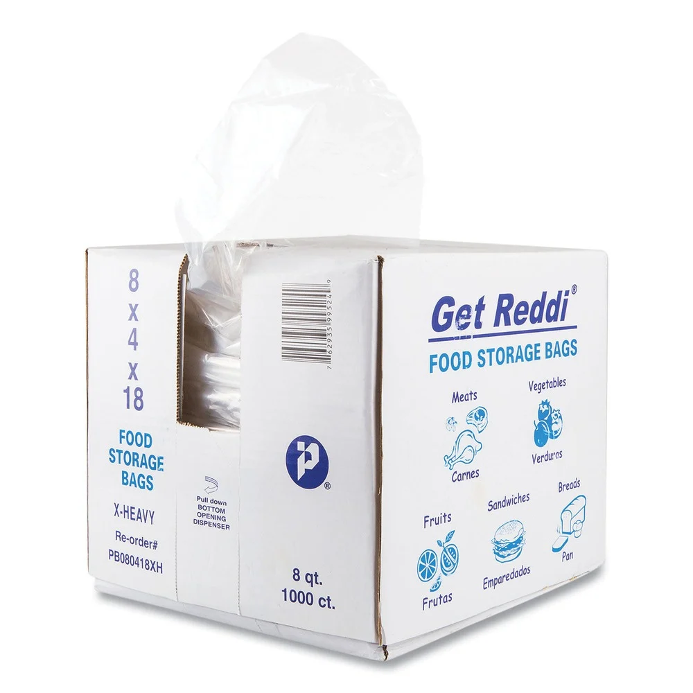 Inteplast Group 8-Quart 1.2 mil. 8 in. x 18 in. Food and Utility Bags - Clear (1000/Carton)