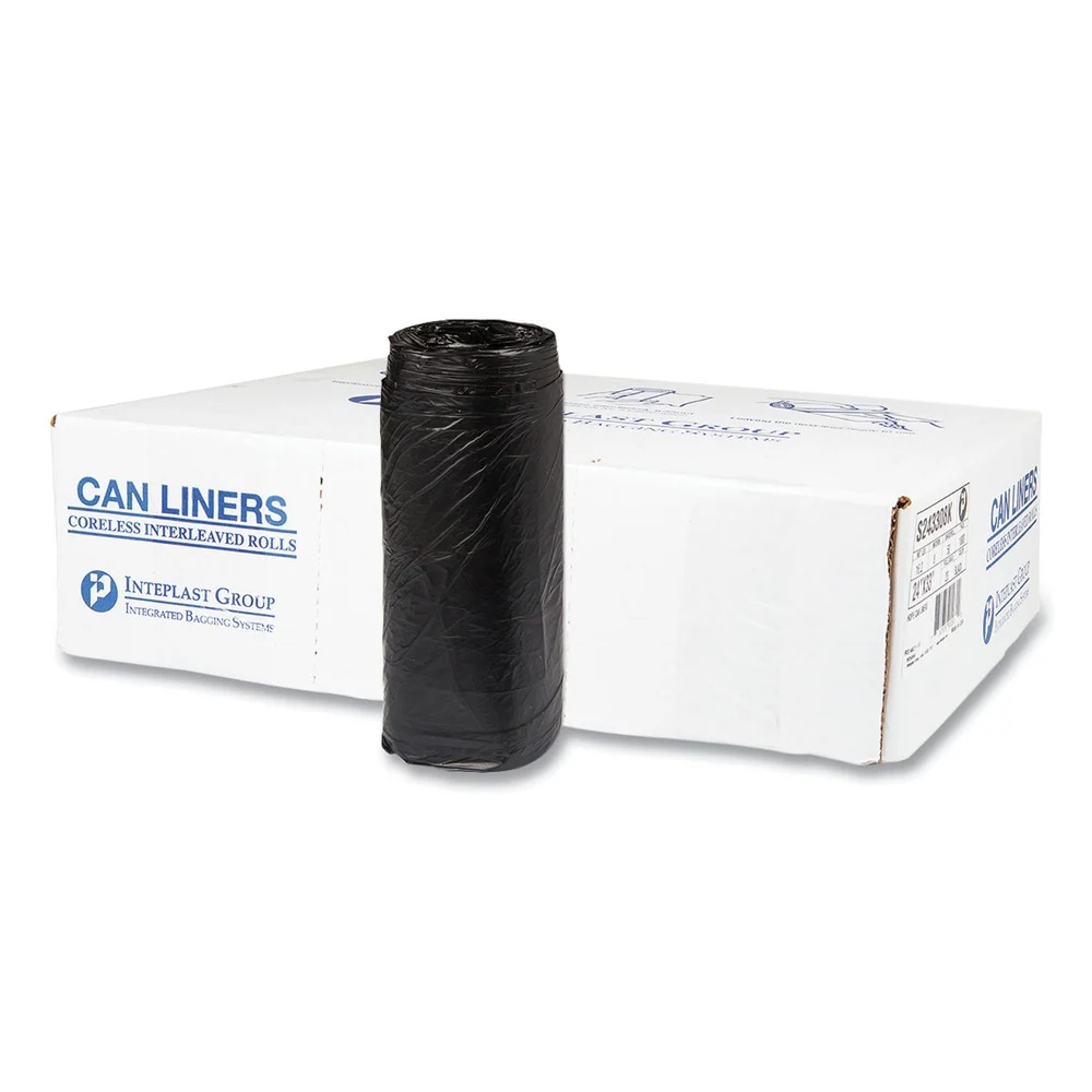 Inteplast Group 24 in. x 33 in. 8 mic 16 Gallon High-Density Commercial Can Liners - Black (1000/Carton)