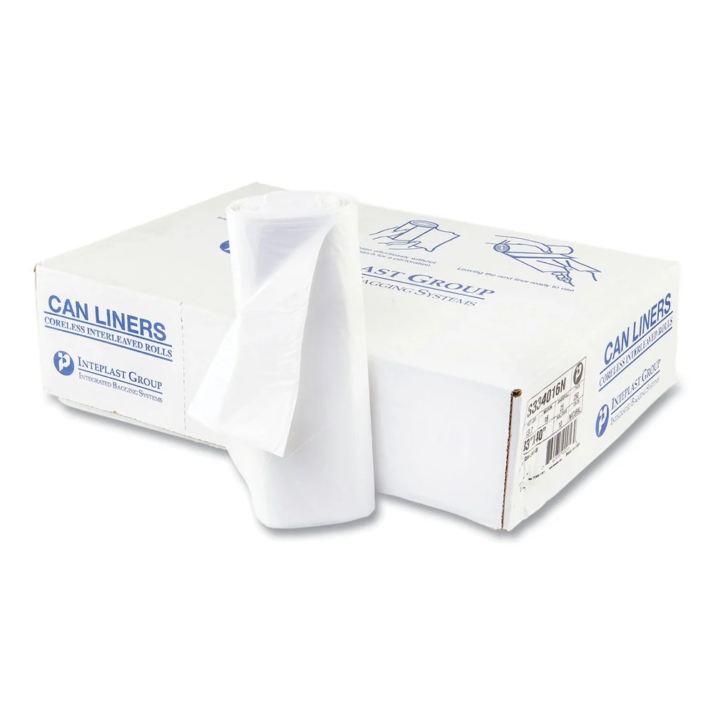 Inteplast Group S334016N 33 in. x 40 in. 16 mic 33 Gallon High-Density Commercial Can Liners - Clear (250/Carton)