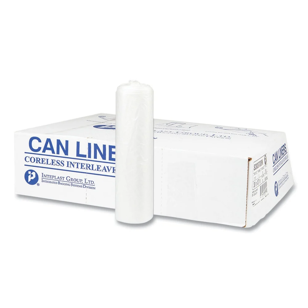 Inteplast Group S334017N 33 in. x 40 in. 17 mic 33 Gallon High-Density Commercial Can Liners - Clear (250/Carton)