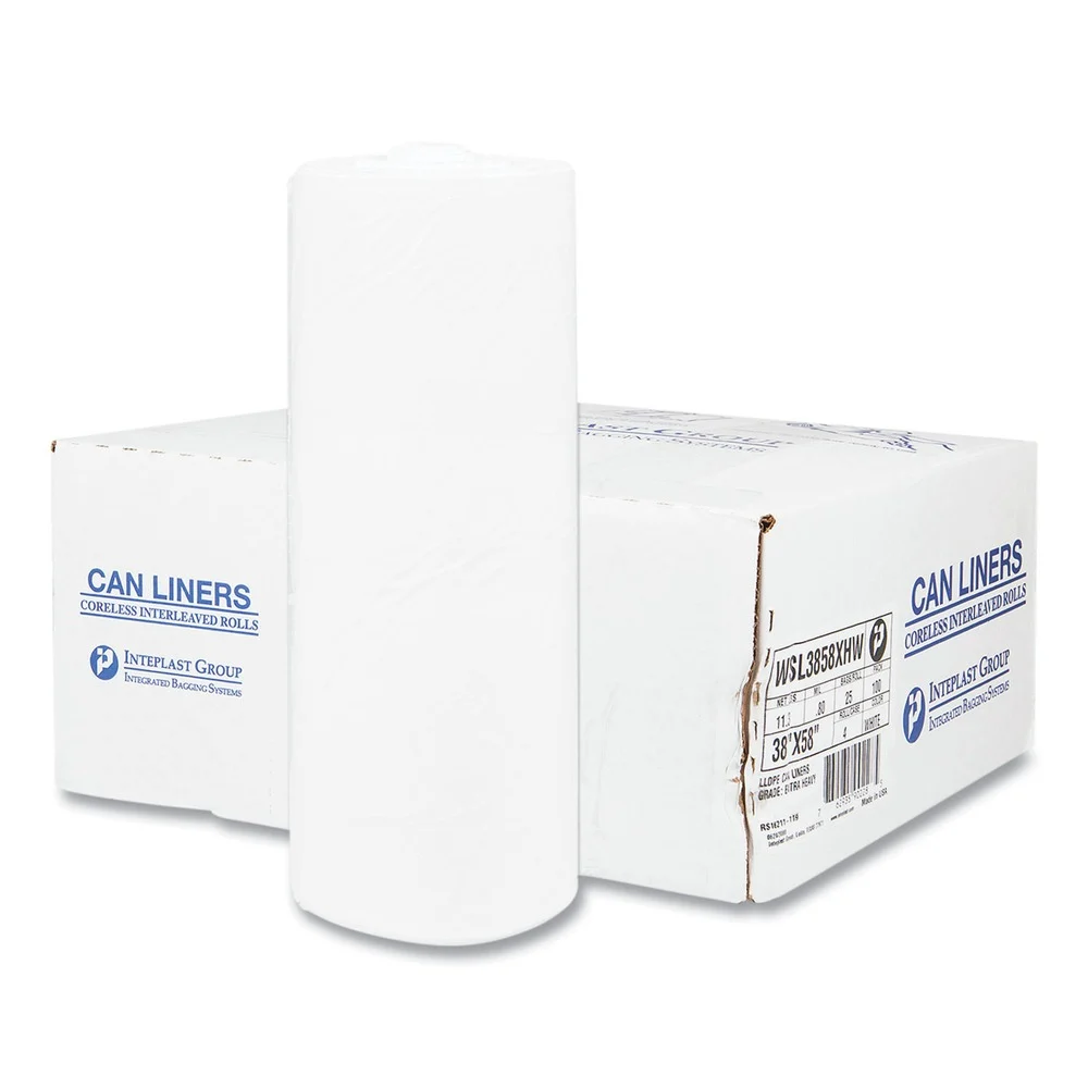 Inteplast Group S366017N 55 gal. 17 microns 36 in. x 60 in. High-Density Interleaved Commercial Can Liners - Clear (200/Carton)