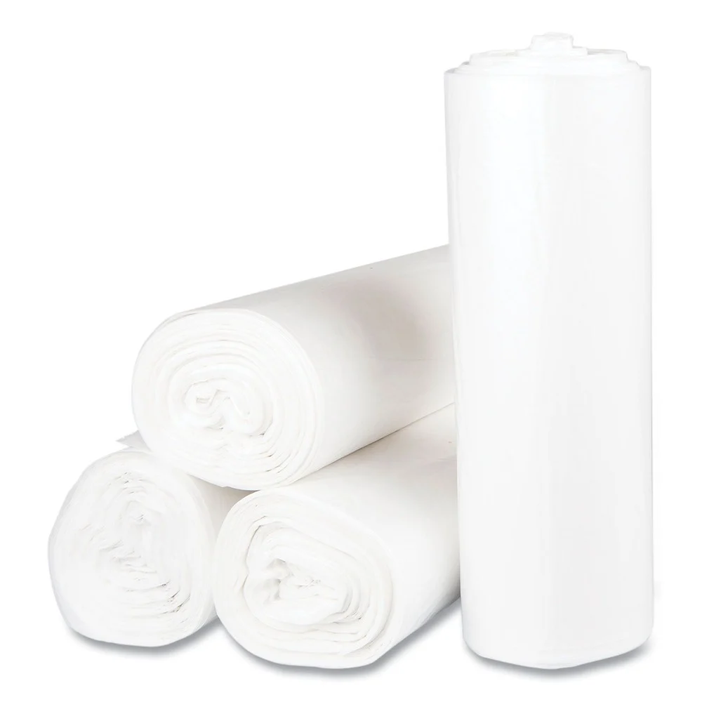 Inteplast Group S404812N 45 gal. 12 microns 40 in. x 48 in. High-Density Interleaved Commercial Can Liners - Clear (25 Bags/Roll, 10 Rolls/Carton)