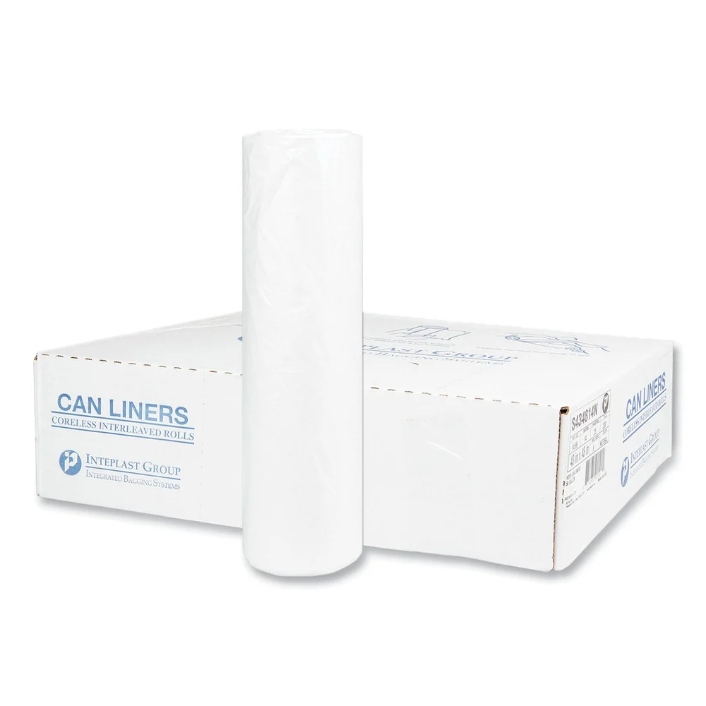 Inteplast Group 60 gal. 14 microns 43 in. x 48 in. High-Density Commercial Can Liners - Natural (200/Carton)