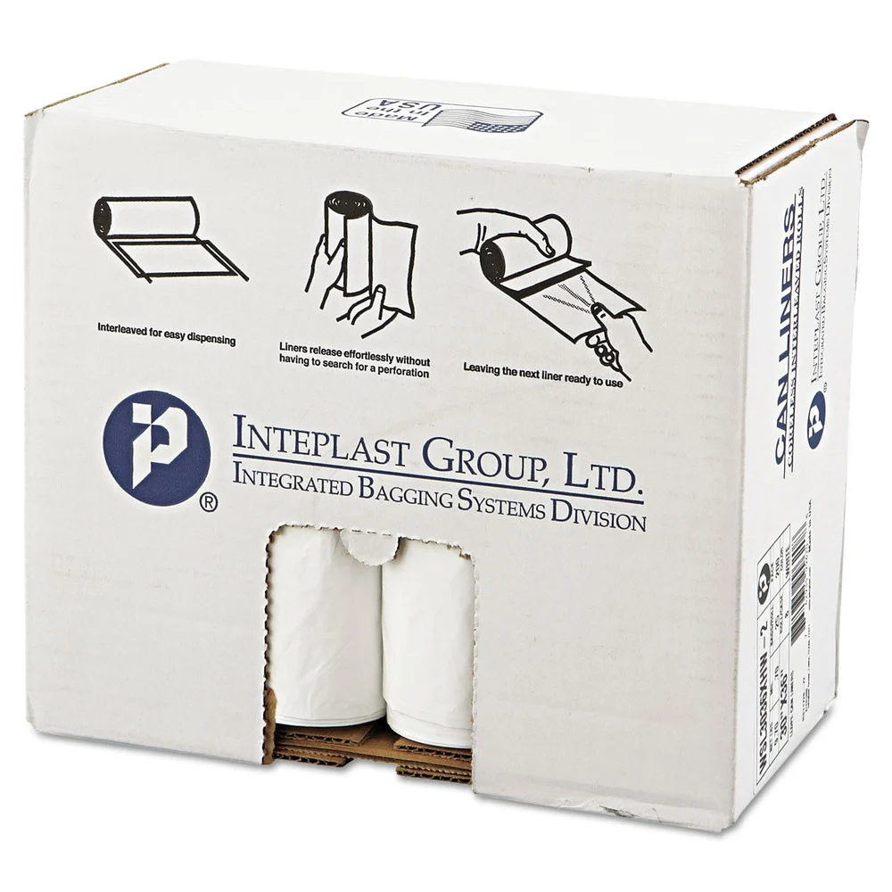 Inteplast Group WSL3036XHW-2 30 Gallon .7 mil 30 in. x 36 in. Low Density Can Liner - White (200/Carton)