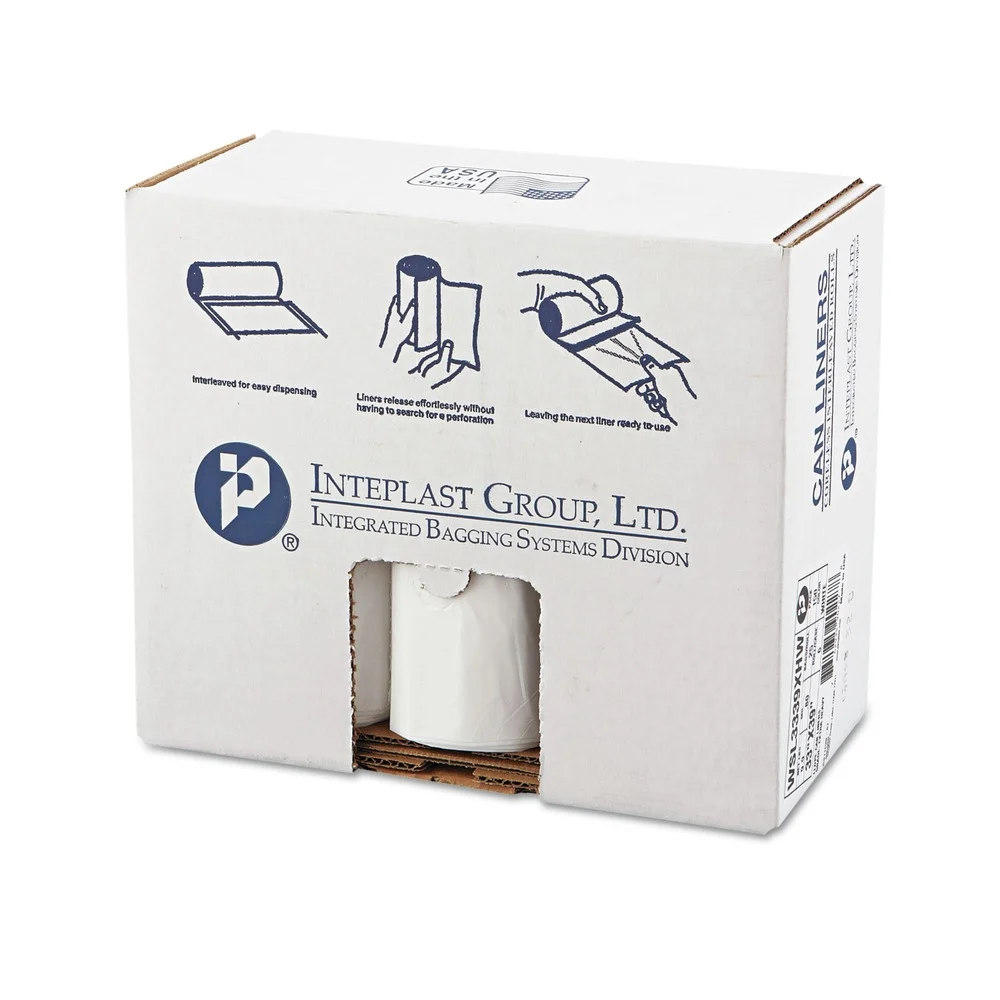 Inteplast Group 33 in. x 39 in. 33 Gallon 0.8 mil Low-Density Commercial Can Liners - White (150/Carton)