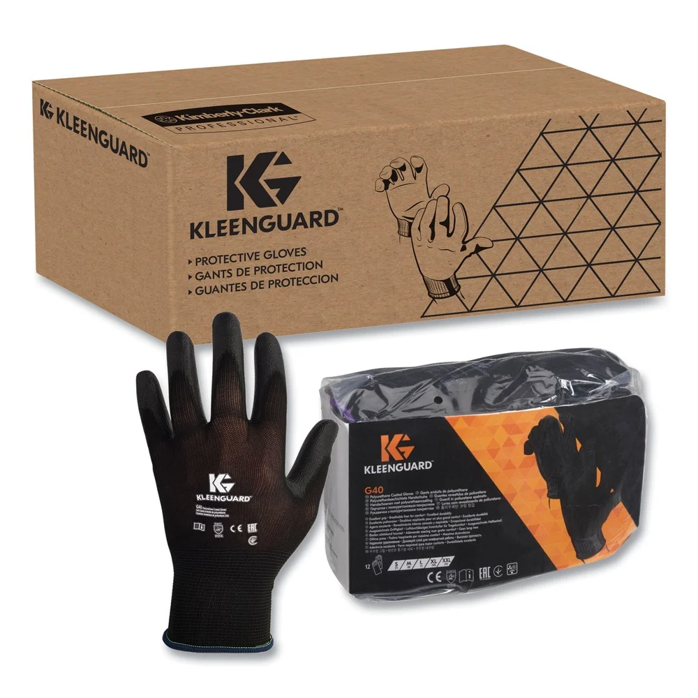 Ansell 15 in. G40 Polyurethane Coated Gloves - Medium, Black (12 Pairs/Pack)