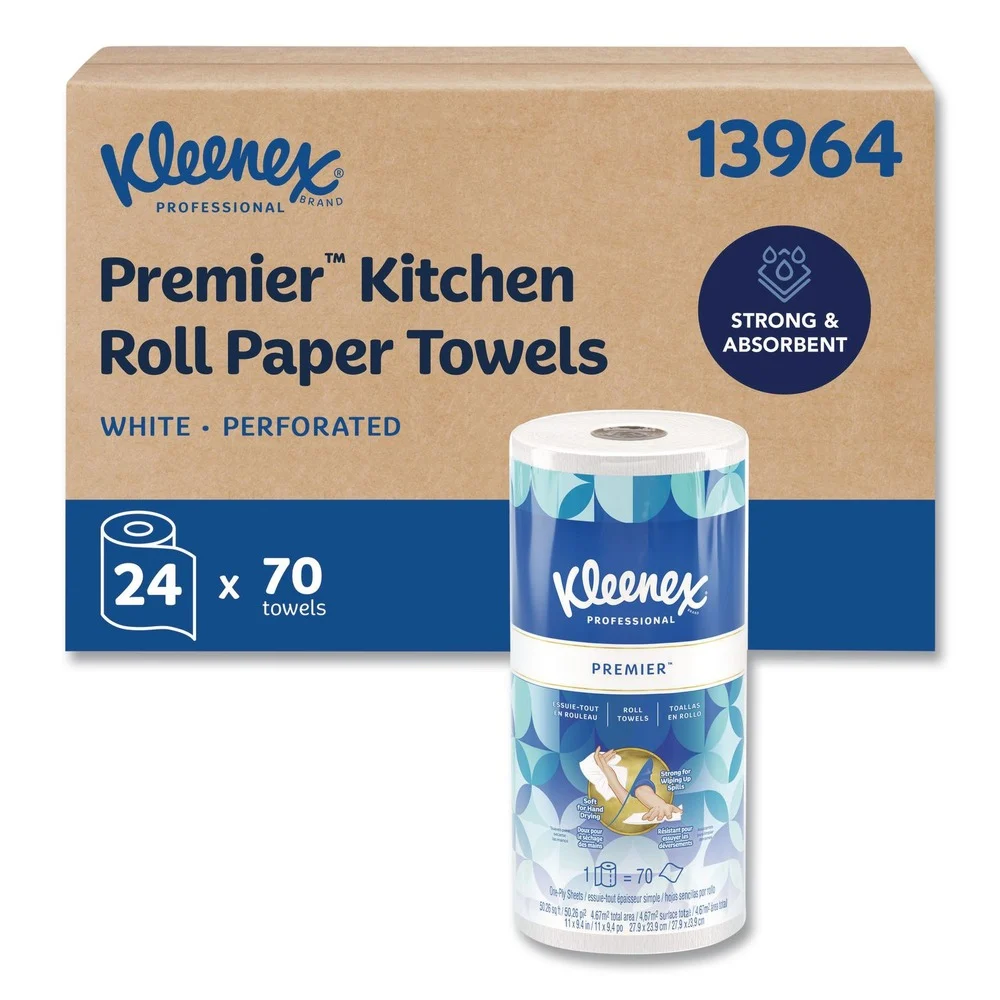 Kleenex 13964 11 in. x 10.4 in. Premiere Kitchen Roll Towels - White (24-Rolls/Carton)