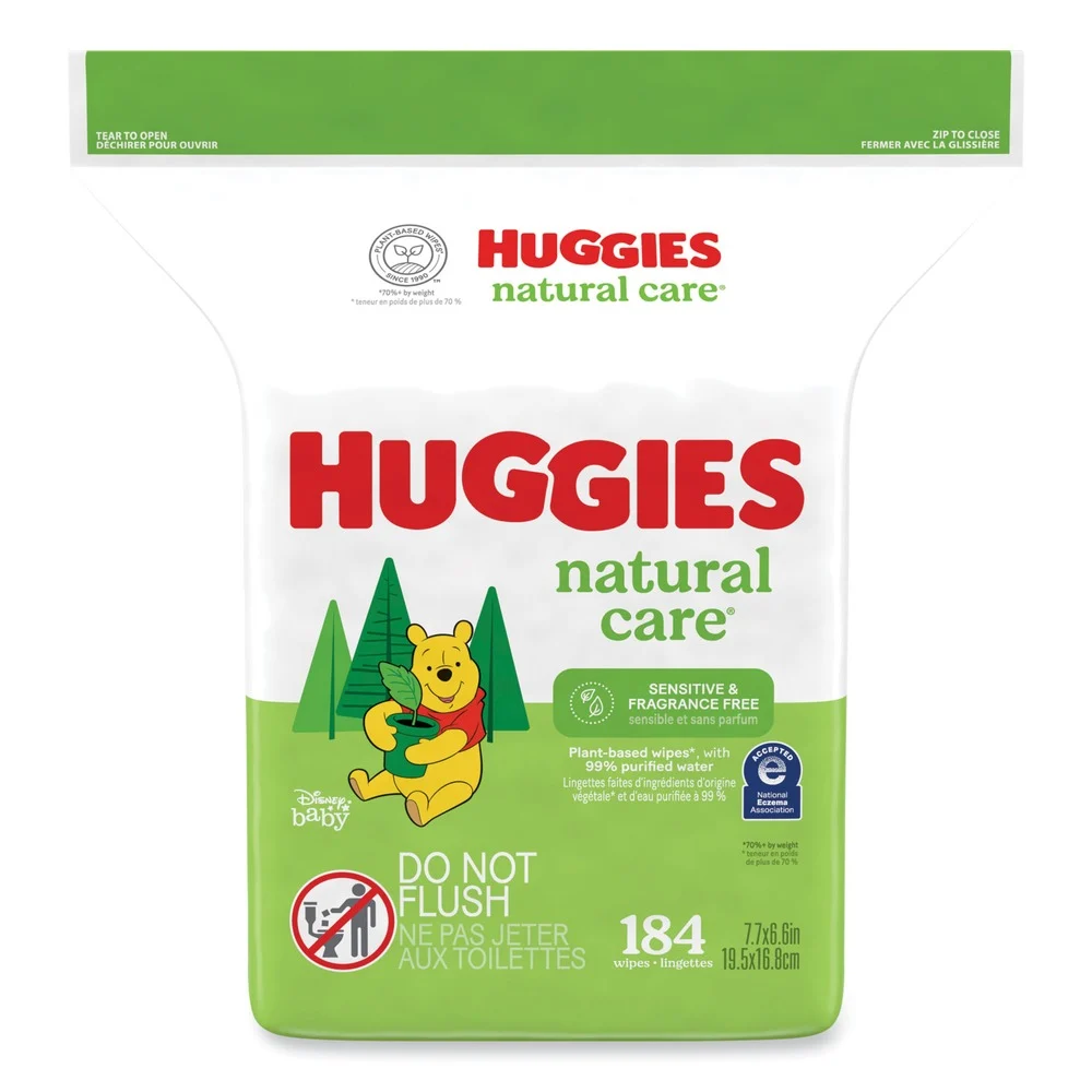 Huggies Natural Care 3.88 in. x 6.6 in. 1-Ply Sensitive Baby Wipes - Unscented White (552/Carton)
