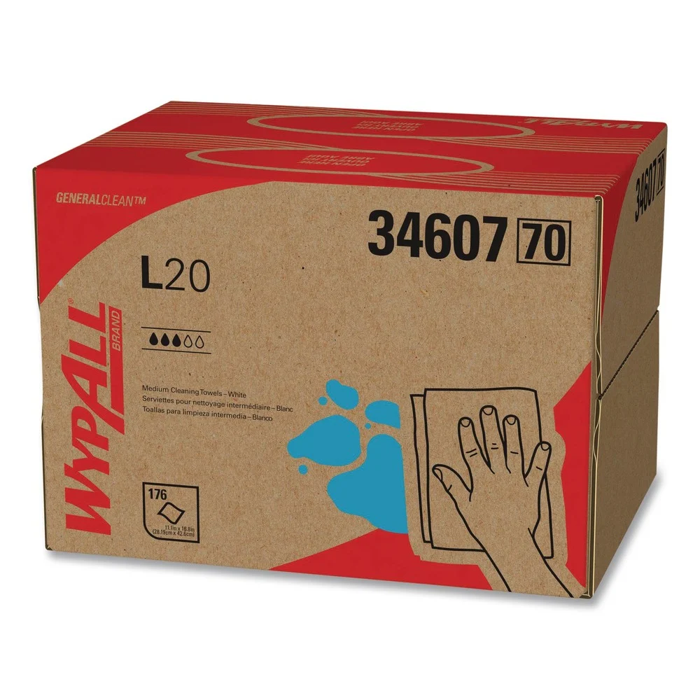 WypAll 176/Box L20 Brag Box Wipers - White