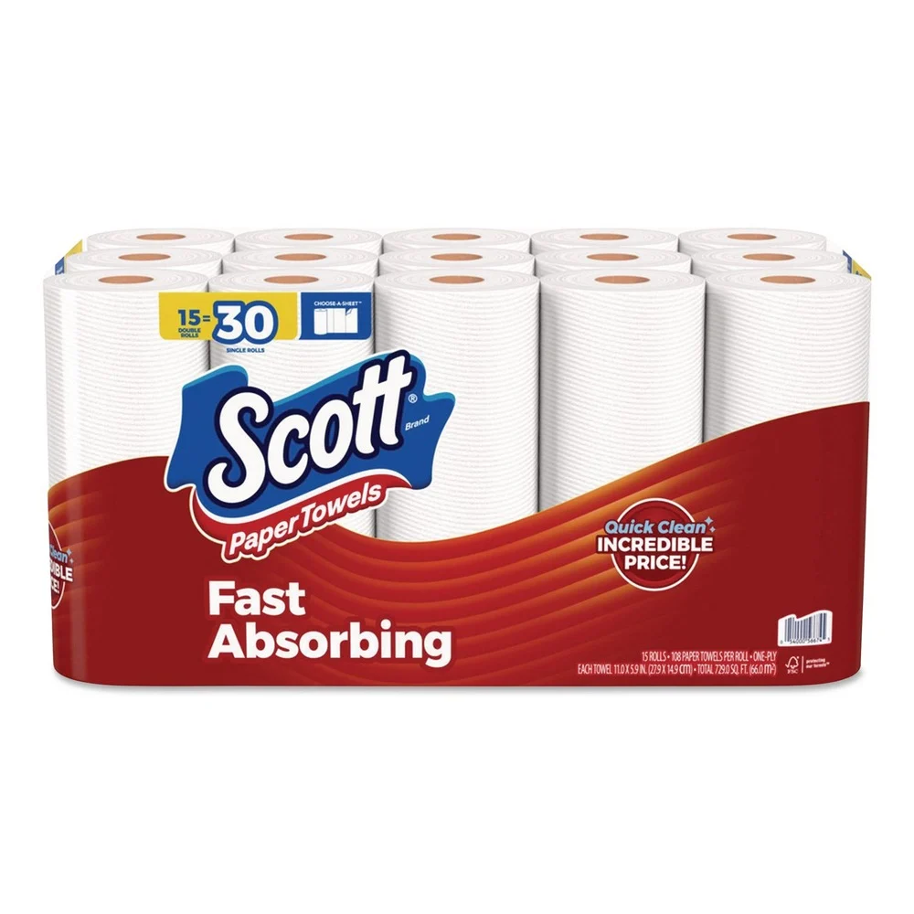 Scott 56674 7.31 in. x 11 in. Choose-A-Sheet 1-Ply Kitchen Roll Paper Towels - White (30/Carton)