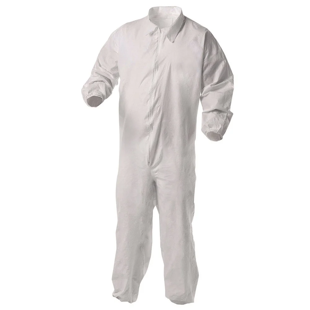 Ansell KGA35 Liquid and Particle Protection Elastic Wrist and Ankles Coveralls - Large/White (25/Carton)