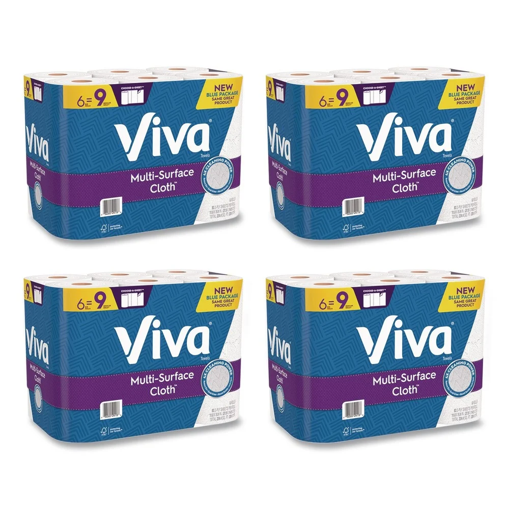 Viva 11 in. x 5.9 in. 2-Ply Multi-Surface Cloth Choose-A-Sheet Kitchen Roll Paper Towels - White (24/Carton)