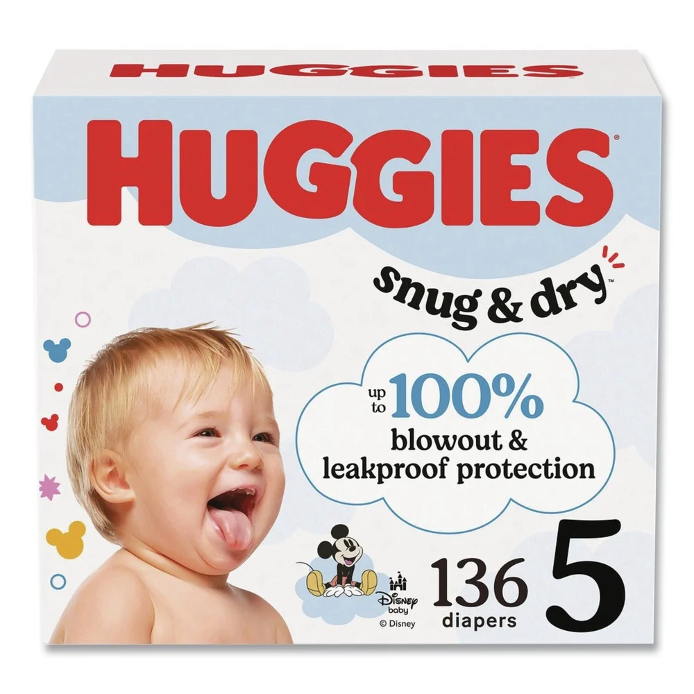 Huggies Snug and Dry 27 Plus lbs. Diapers - Size 5 (136/Carton)
