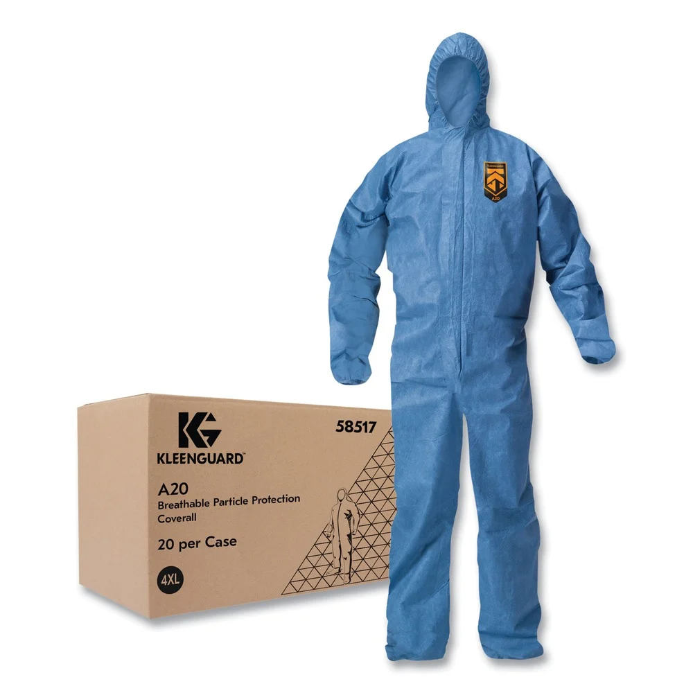 Ansell A20 Breathable Particle Protection Coveralls - 4X-Large, Blue (20/Carton)