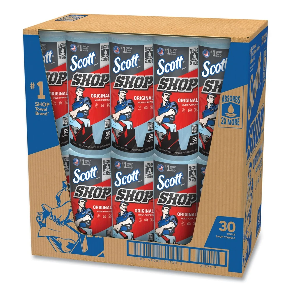 Scott 9.4 in. x 11 in. 1-Ply Standard Shop Towels - Blue (30/Carton)