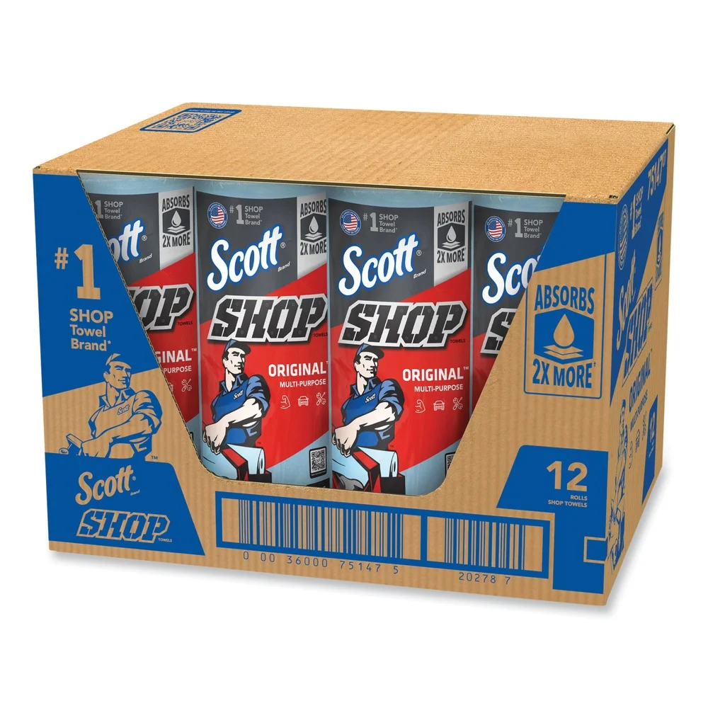 Scott 9.4 in. x 11 in. 1-Ply Standard Shop Towels - Blue (12/Carton)