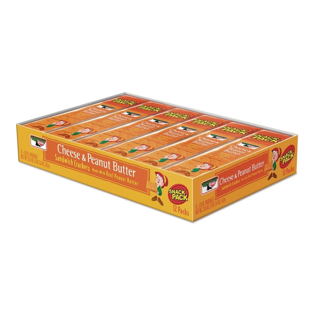 Keebler 8-Piece Snack Pack Sandwich Crackers - Cheese and Peanut Butter (12/Box)